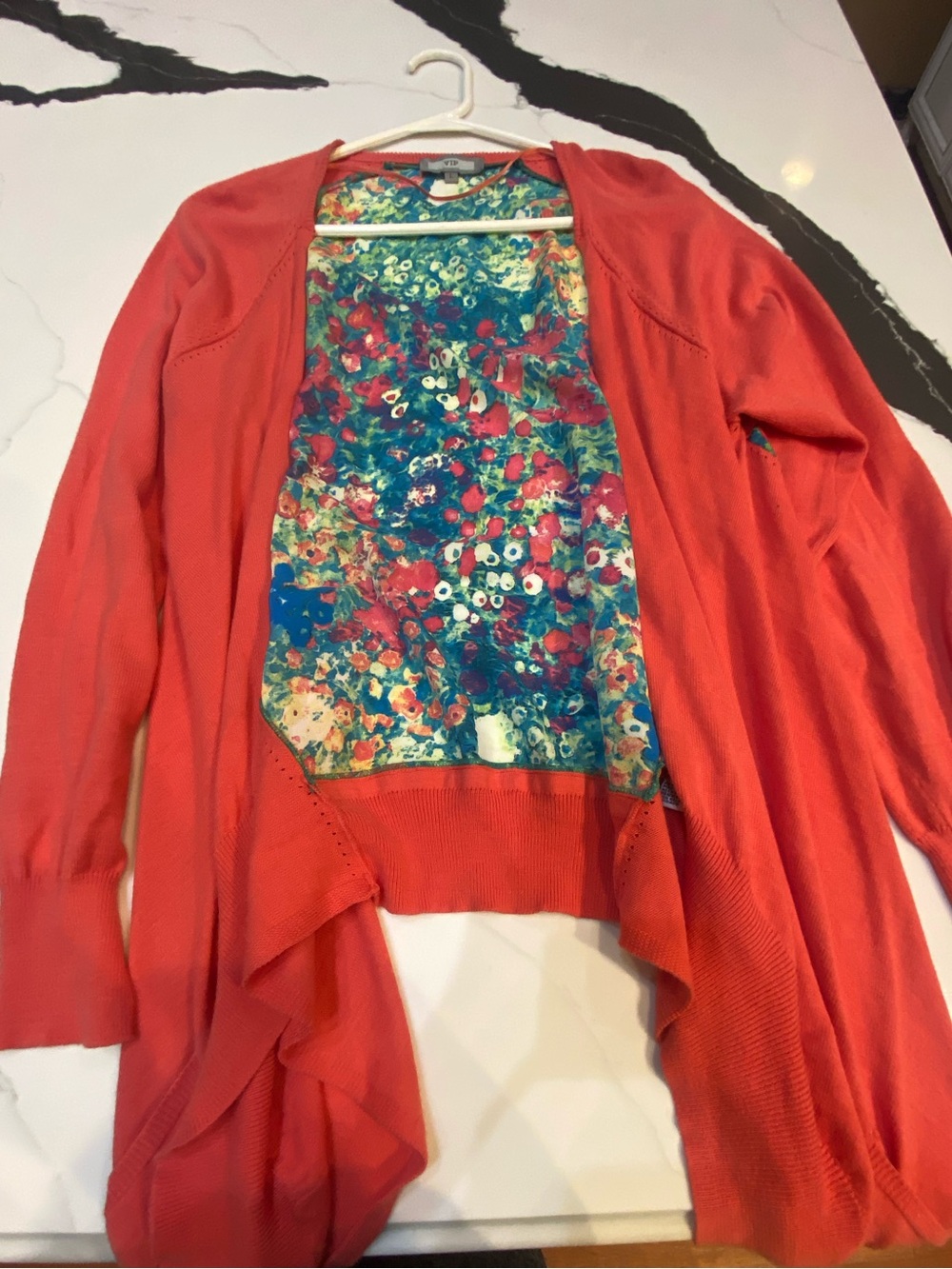 VIP Cotton Blend Cardigan with Floral Pattern